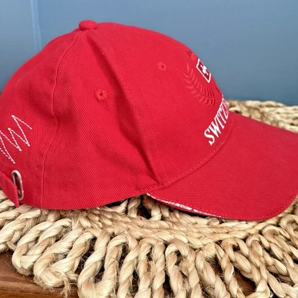Switzerland Embroidered Red Adjustable Hat Splash Arts 100% Cotton - Picture 4 of 10